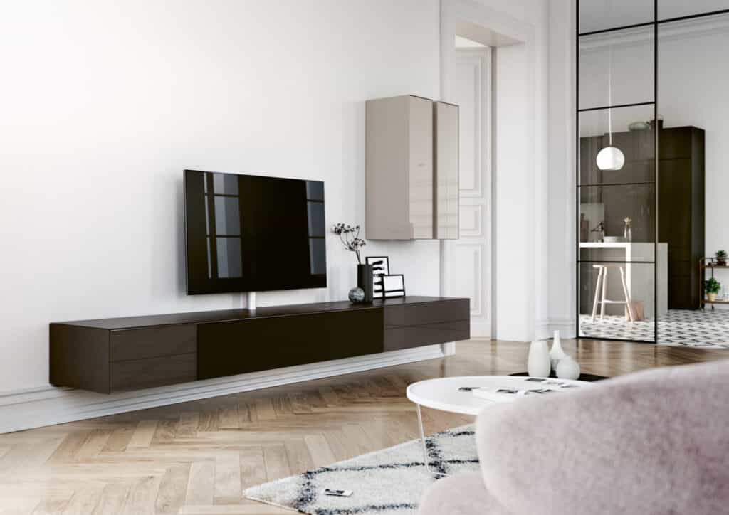 Design TV-Möbel spectral wall braun mit TV-Mount
